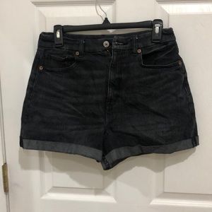 American Eagle High Waisted Black Denim Short